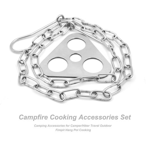  #NA Stainless Steel Campfire Tripod Cooking Accessory Set,Outdoor Cooking Pot and Pan Accessories for Cooking,Height-Adjustable Campfire Accessories - Essential Supplies for Travel