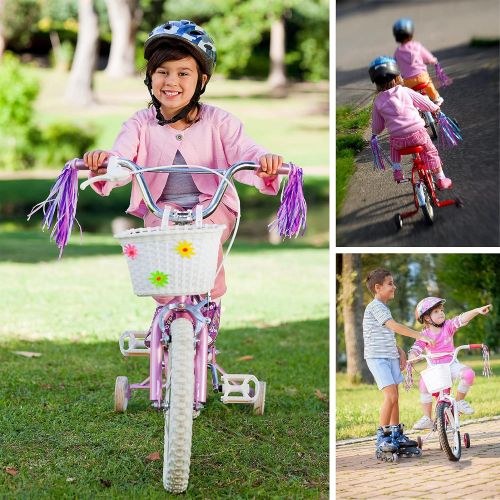  N/A 4pcs Girls Bike Decor Accessories, 2pcs Kids Bike Handle Bars Ribbons Tassels Streamers, 1pcs Child Bicycle Bell, 1pcs Cycling Scooter Windmill