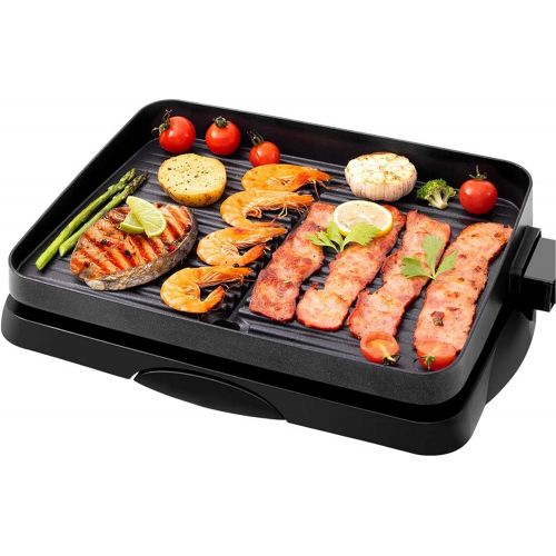  N++A Indoor Grill Electric Korean BBQ Grill Nonstick 1500W, Removable Griddle Contact Grilling with Smart 5-Heat Temp Controller, kbbq Fast Heat Up Family Size Mini 14 inch Tabletop Pla