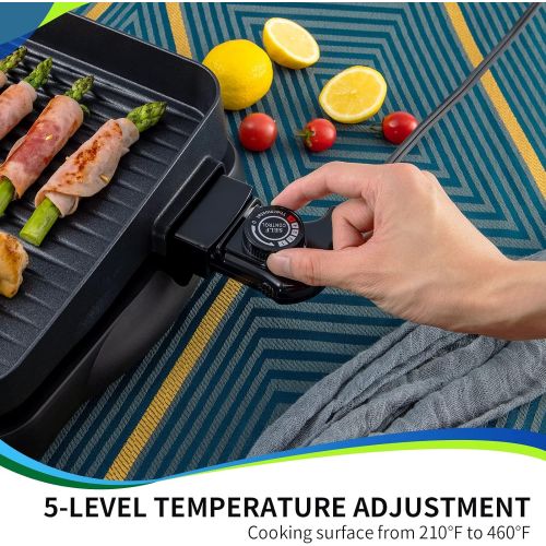  N++A Indoor Grill Electric Korean BBQ Grill Nonstick 1500W, Removable Griddle Contact Grilling with Smart 5-Heat Temp Controller, kbbq Fast Heat Up Family Size Mini 14 inch Tabletop Pla