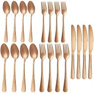 [아마존베스트]N,A 20-Piece Silverware Flatware Cutlery Set, Stainless Steel Utensils Service for 4, Include Knife/Fork/Spoon, Mirror Polished, Dishwasher Safe (Golden)