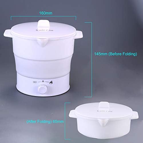  N/A Portable Foldable Electric Mini Hot Pot Cooker, 1.2 L Travel Boiler, Food Grade Silicone Steamer, 2 Heating Speeds Adjustable 220 V / 800 W Cooking in 6 ~ 9 Minutes, 650 g