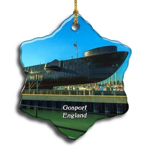  N/A UK England Gosport Royal Navy Submarine Museum Christmas Ceramic Ornament Xmas Tree Decor Souvenirs Double Sided Snowflake Porcelain Home Gifts