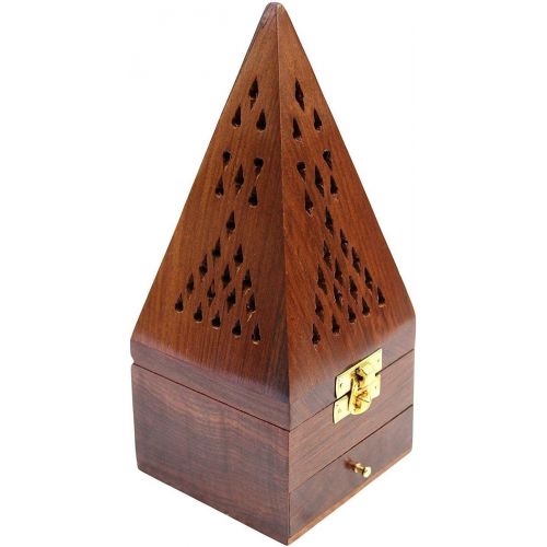  인센스스틱 NA Amazing Look Incense Stick Holder with Drawer | Wooden Square Shape Handmade Dhoop Batti Stand||Insense Stick Holder for Meditation, Home Office Fragrance