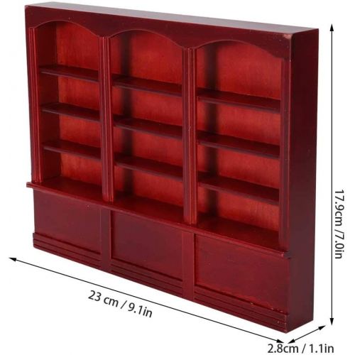  N#A Miniature Dollhouse Dollhouse Bookcase Storage Organizer Doll House Shelf Bookcase Storage Shelves Storage Shelf Display Cabinet for Dollhouse(Red Brown)