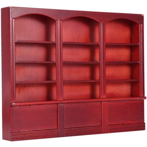  N#A Miniature Dollhouse Dollhouse Bookcase Storage Organizer Doll House Shelf Bookcase Storage Shelves Storage Shelf Display Cabinet for Dollhouse(Red Brown)