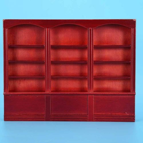  N#A Miniature Dollhouse Dollhouse Bookcase Storage Organizer Doll House Shelf Bookcase Storage Shelves Storage Shelf Display Cabinet for Dollhouse(Red Brown)
