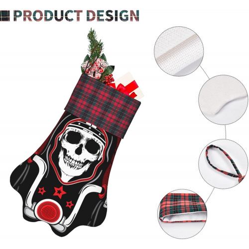  N/A Personalized Dog Stockings Christmas, Skull and Motorcycle Cute Pet Paw Hanging Christmas Stocking Large for Cat Dog Xmas Family Fireplace Decorations Holiday Season Decor