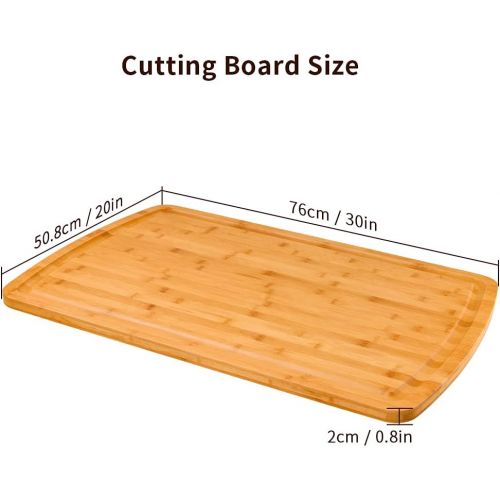  N++A 30 x 20 Inch XXXL Extra Large Bamboo Cutting Board for Kitchen? Wooden Chopping Carving Board for Turkey, Meat, Vegetables, BBQ LARGEST Wood Butcher Block Boards with Juice Groov