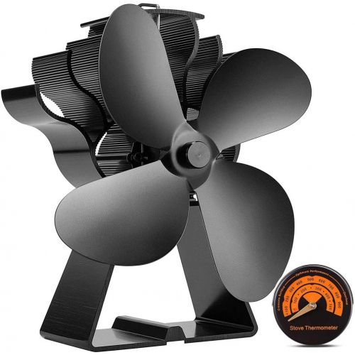  N/A N/A ASHao Aluminum 4 Blade Heat Powered Stove Fan with Stove Thermometer Fireplace Fan for Wood Burning and Circulating Warm