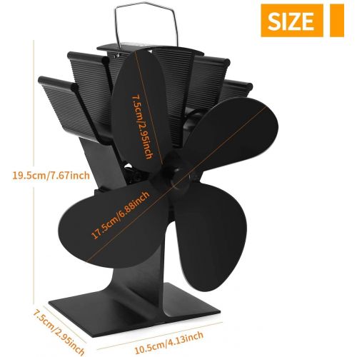  N/A N/A ASHao 4 Blades Heat Powered Stove Fan Wood Burning Stove Fireplace Fan for Heated Air Eco Stove Fan Wood Log Burner Fireplace Silent Operation