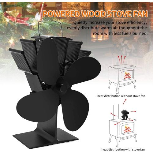  N/A N/A ASHao 4 Blades Heat Powered Stove Fan Wood Burning Stove Fireplace Fan for Heated Air Eco Stove Fan Wood Log Burner Fireplace Silent Operation