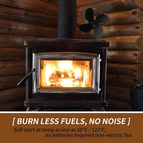  N/A N/A ASHao 4 Blades Heat Powered Stove Fan Wood Burning Stove Fireplace Fan for Heated Air Eco Stove Fan Wood Log Burner Fireplace Silent Operation