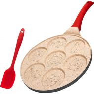 N/A.1 RNovelty Pancake Pan 7 Mold For Kids - Ceramic Maker, Griddle Nonstick Durable Die-Cast Aluminium, Non-Slip Red Handler,Ready To Use With Spatula From The Package. Multicolor 17.9*