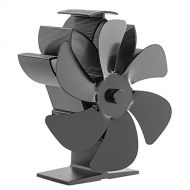 N/A/A 6 Blades Heat Powered Fireplace?Fan, Woodburner Stove Fan Silent Efficient Heat Distribution for Stove, Black