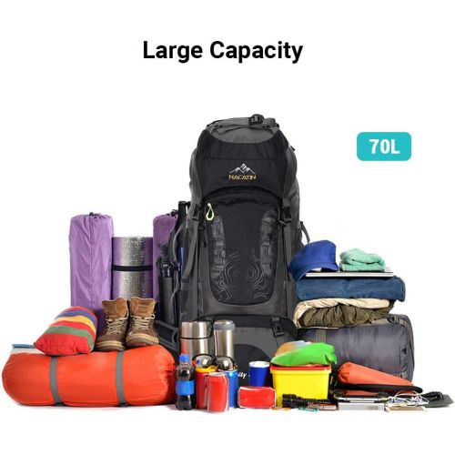  [아마존베스트]NACATIN Internal Frame 70L Backpack Water-Resistant Hiking Daypack Backpacks