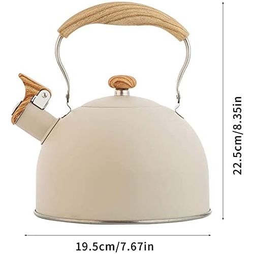  NADAENMF Tea Kettle for Stovetop Food Grade Stainless Steel Whistling Tea Kettle with 2.5L Ergonomic Heat Resistant Handle, Anti scalding Wood Grain, Reversible Nozzle Cover Tea Ke