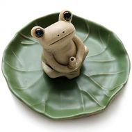 인센스스틱 NAGU 100% Handmade Ceramic Stick Incense Burner Holder,Small Frog Incense,Lotus Leaf Tray,Mini Cute Animal Statue Home Incense Burner