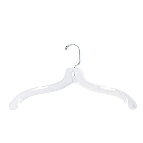  NAHANCO Clear Plastic 17 Dress Hanger with Swivel Hook, Heavy Duty with Non-Slip Rubber Gripped Shoulders (Pack of 100)