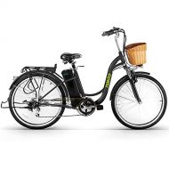 NAKTO Electric Bicycle Sporting Shimano 6 Speed Gear EBike with Removable 36V10A Lithium Battery,Charger and Lock(20/26)