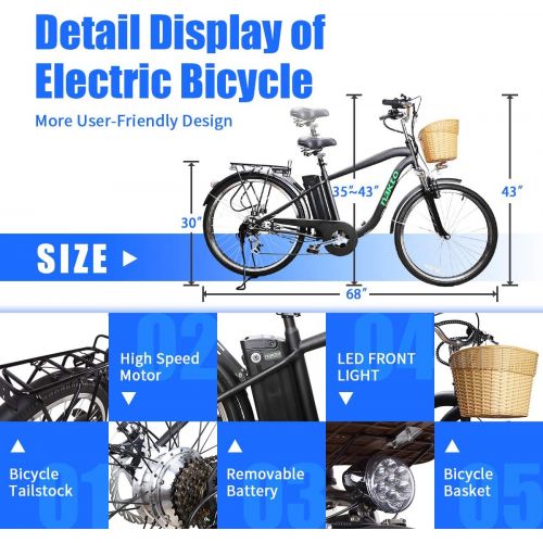  NAKTO 26 City Electric Bicycle Assisted Bicycle for Men with Removable 36V 10A Large Capacity Lithium Battery Ebike and Charger