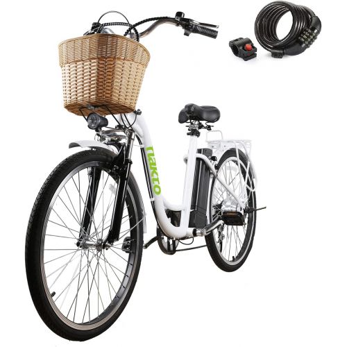  nakto 26 250W Cargo Electric Bicycle Sporting Shimano 6 Speed Gear EBike Brushless Gear Motor with Removable Waterproof Large Capacity 36V10A Lithium Battery and Battery Charger -C