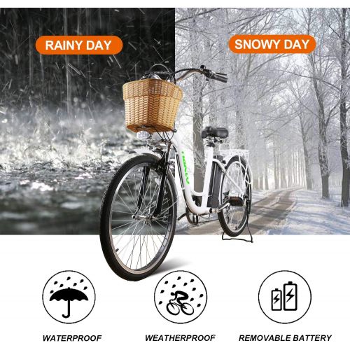  nakto 26 250W Cargo Electric Bicycle Sporting Shimano 6 Speed Gear EBike Brushless Gear Motor with Removable Waterproof Large Capacity 36V10A Lithium Battery and Battery Charger -C