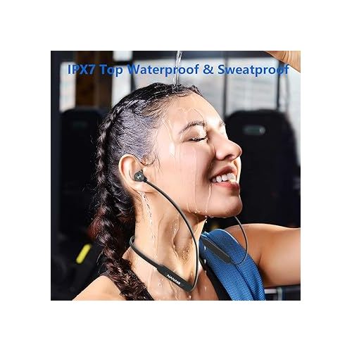  NANAMI Bluetooth Headphones Wireless Earbuds - Sports Magnetic Neckband Wireless Headsets, HiFi Stereo Deep Bass Updated Bluetooth 5.3 Earphones IPX7 Waterproof with Mic for Gym Running 24h Playtime