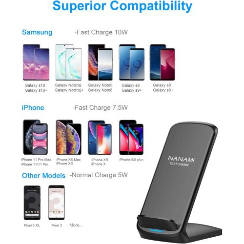  [아마존 핫딜] [아마존핫딜]NANAMI Upgraded Fast Wireless Charger Fast Wireless Charging Stand Compatible Samsung Galaxy S10+/S10/S9+/S9/S8/S8+/S7/S7 edge/Note 10+/10/9/8/5 & Qi Charger Compatible iPhone XS/X