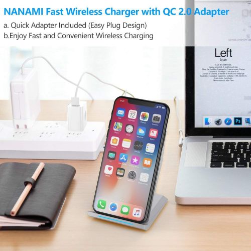  [아마존 핫딜] [아마존핫딜]NANAMI Fast Wireless Charger, Qi Certified Wireless Charging Stand [with QC2.0 Adapter] Compatible iPhone 11/11 Pro/11 Pro Max/XR/XS Max/XS/X/8/8 Plus,10W for Samsung Galaxy S10+/S