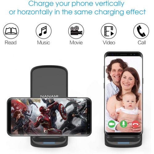  [아마존베스트]NANAMI Upgraded Fast Wireless Charger, Wireless Charging Stand Compatible Samsung Galaxy S20+/S10/S9/S8/S7 Edge/Note 20 Ultra/10/9/8 & Qi Charger Compatible iPhone 12/SE 2020/11 Pr