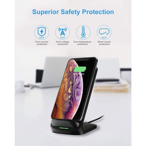  [아마존베스트]NANAMI Upgraded Fast Wireless Charger, Wireless Charging Stand Compatible Samsung Galaxy S20+/S10/S9/S8/S7 Edge/Note 20 Ultra/10/9/8 & Qi Charger Compatible iPhone 12/SE 2020/11 Pr