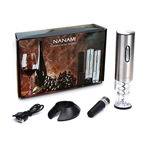  [아마존베스트]Nanami Wine Opener Set Corkscrew Professional Bottle Opener Sommelier Electric Wine Bottle Opener with Foil Cutter Stainless Steel Rechargeable for Home, Restaurant, Party and as G