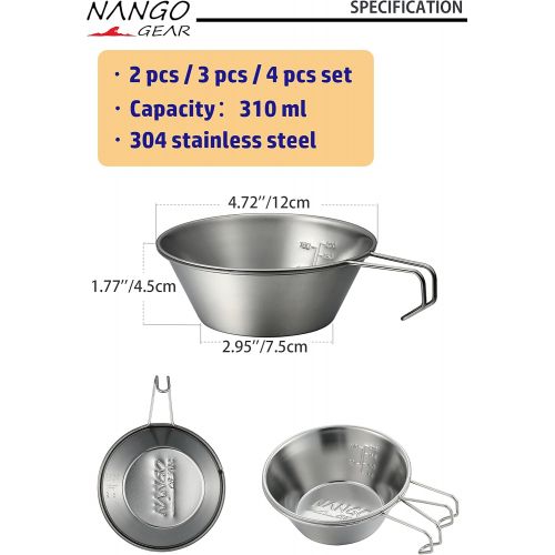  NANGOGEAR 2pc/3pc/4pcs Set Stainless Steel Camping Sierra Cup 310ml (21110/21111/21112)