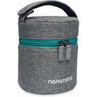 NANOBEBE nanobebe Breastmilk Baby Bottle Cooler & Travel Bag with Ice Pack Included. Compact Triple Insulated, Easily attaches to Stroller or Diaper Bag- Grey