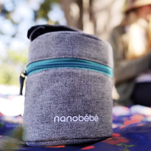  [아마존베스트]NANOBEEBEE nanobebe Breastmilk Baby Bottle Cooler & Travel Bag with Ice Pack Included. Compact Triple Insulated, Easily attaches to Stroller or Diaper Bag- Grey