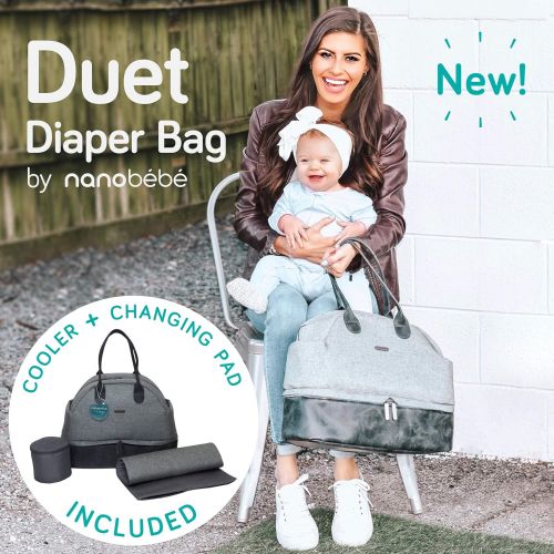  [아마존베스트]NANOBEEBEE nanobebe Breastmilk Baby Bottle Cooler & Travel Bag with Ice Pack Included. Compact Triple Insulated, Easily attaches to Stroller or Diaper Bag- Grey