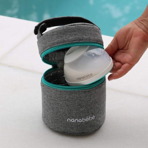  [아마존베스트]NANOBEEBEE nanobebe Breastmilk Baby Bottle Cooler & Travel Bag with Ice Pack Included. Compact Triple Insulated, Easily attaches to Stroller or Diaper Bag- Grey