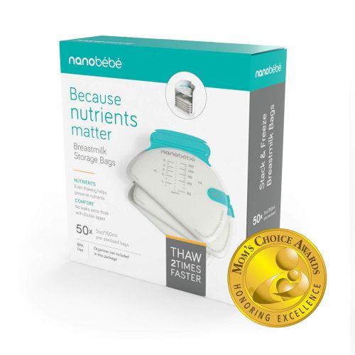  [아마존베스트]NANOBEEBEE nanobebe 50 Breastmilk Storage Bags Refill Pack  Fast, Even Thawing & Warming  Breastfeeding Supplies Lay Flat to Save Space & Track Pumping  Breastmilk Bags for nanobebe Freeze