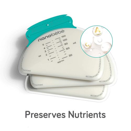  [아마존베스트]NANOBEEBEE nanobebe 50 Breastmilk Storage Bags Refill Pack  Fast, Even Thawing & Warming  Breastfeeding Supplies Lay Flat to Save Space & Track Pumping  Breastmilk Bags for nanobebe Freeze