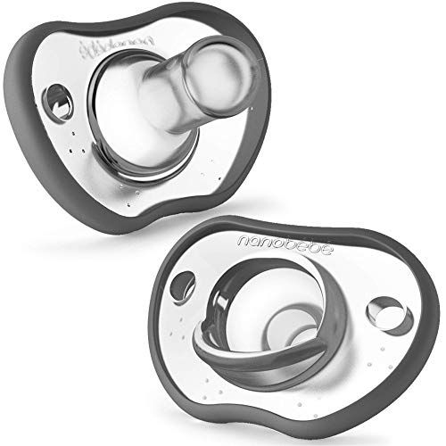  NANOBEEBEE Nanobebe Pacifiers 0-3 Month - Orthodontic, Curves Comfortably with Face Contour, Award Winning for Breastfeeding Babies, 100% Silicon - BPA Free. Perfect Baby Registry Gift 2pk,Gr