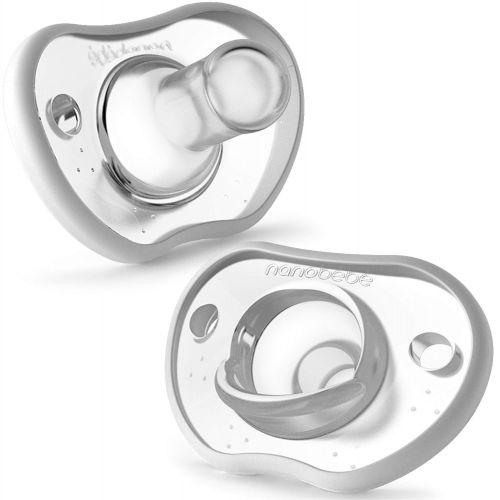  NANOBEEBEE Nanobebe Pacifiers 0-3 Month - Orthodontic, Curves Comfortably with Face Contour, Award Winning for Breastfeeding Babies, 100% Silicon - BPA Free. Perfect Baby Registry Gift 2pk, W