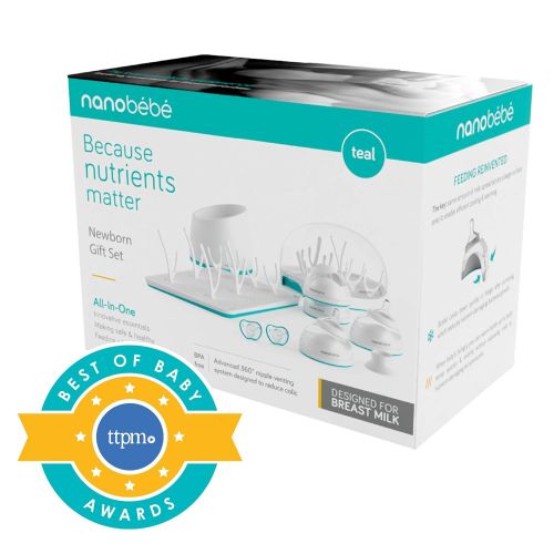  NANOBEEBEE Nanobebe Baby Bottles Breastmilk Newborn Set - Breastfeeding Baby Bottles Set (Anti Colic) Drying Rack, Pacifiers, Sterilizer, Warmer & Breast Pump Adapter. Top Registry Gift Set