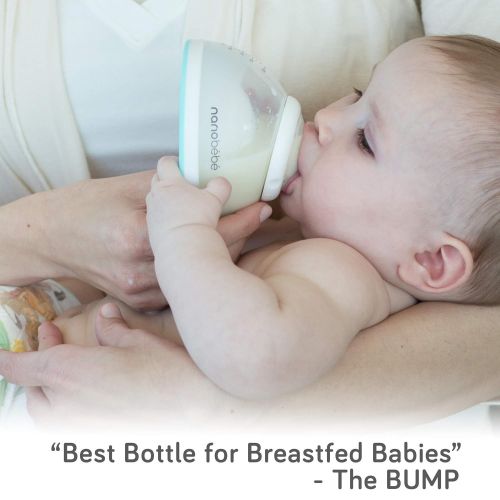  NANOBEEBEE nanobebe Bottle Newborn Feeding Starter Set, Anti Colic, Preserves BreastMilkNutrients,Breastfed Baby Bottles Set Includes Smart Warmer (ttpm Award Winner)