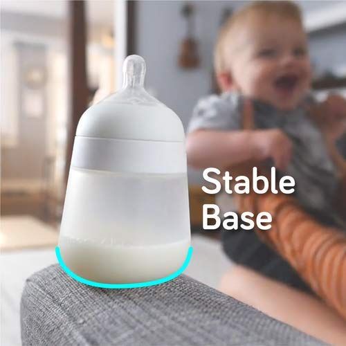  NANOBEEBEE Nanobebe Flexy Silicone Baby Bottles, Anti-Colic, Natural Feel, Non-Collapsing Nipple, Non-Tip Stable Base, Easy to Clean - 3-Pack, Teal, 9 oz