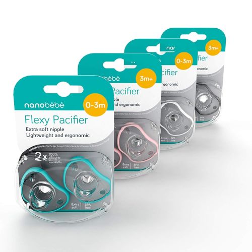  NANOBEEBEE Nanobebe Baby Pacifiers 0-3 Month - Orthodontic, Curves Comfortably with Face Contour, Award Winning for Breastfeeding Babies, 100% Silicone - BPA Free. Perfect Baby Registry Gift