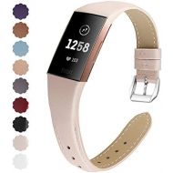 [아마존베스트]NANW Bands Compatible with Fitbit Charge 3, Slim Genuine Leather Wristband Replacement Accessories Strap for Women Men Compatible with Fitbit Charge 3 / Charge 3 SE Small Large