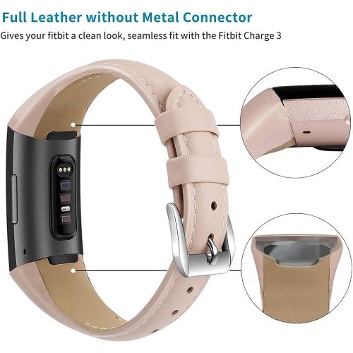  [아마존베스트]NANW Bands Compatible with Fitbit Charge 3, Slim Genuine Leather Wristband Replacement Accessories Strap for Women Men Compatible with Fitbit Charge 3 / Charge 3 SE Small Large