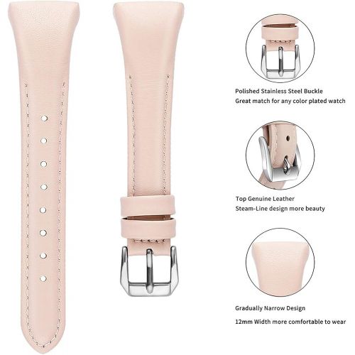  [아마존베스트]NANW Bands Compatible with Fitbit Charge 3, Slim Genuine Leather Wristband Replacement Accessories Strap for Women Men Compatible with Fitbit Charge 3 / Charge 3 SE Small Large