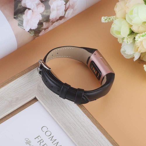  [아마존베스트]NANW Bands Compatible with Fitbit Charge 3, Slim Genuine Leather Wristband Replacement Accessories Strap for Women Men Compatible with Fitbit Charge 3 / Charge 3 SE Small Large